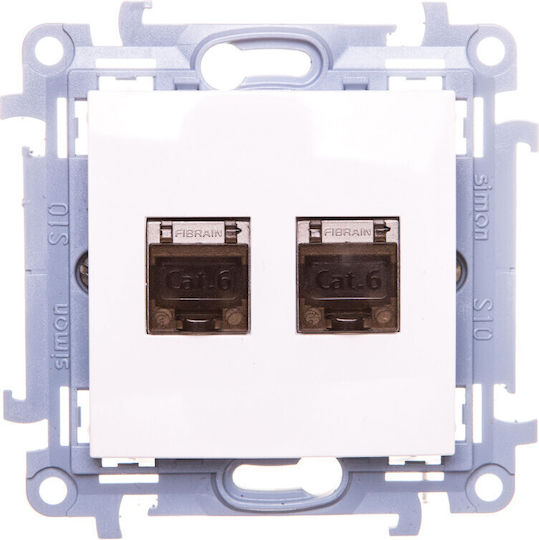 Kontakt-Simon Double Network Socket RJ45 Without Frame in White Color C62E.01/11