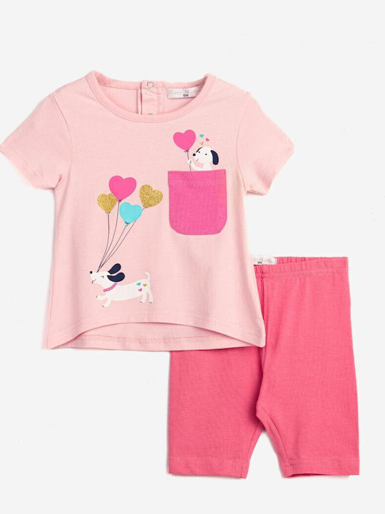 Funky Kids Clothing Set with Pink Dust Leggings Blue 2 Pieces