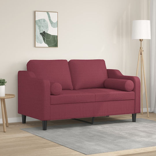 Canapea Cu Două Locuri Burgundy Cu Perne Decorative 138x77x80cm