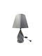 Table Lamp for Socket E27 with Gray Shade and Silver Base