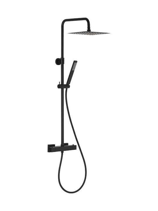 KFA Adjustable Shower Column with Bathtub Mixer 155cm Black