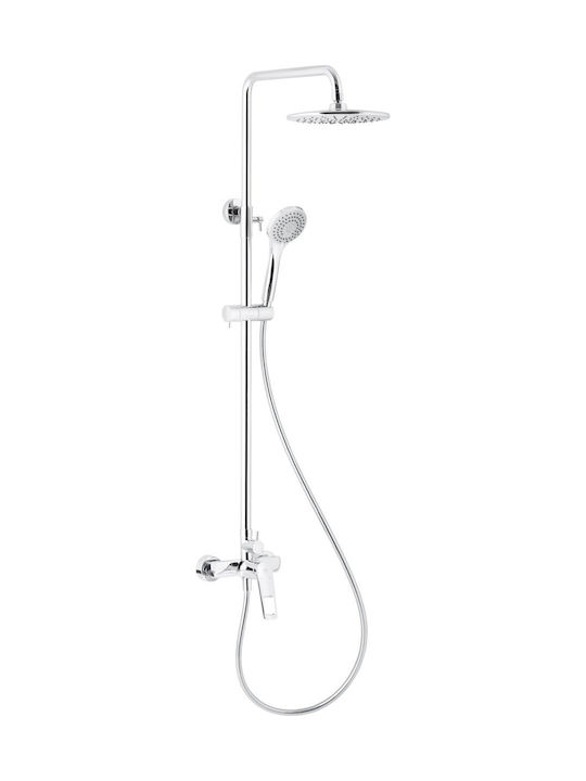 KFA Adjustable Shower Column with Bathtub Mixer 123.5cm Silver