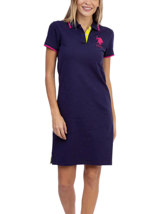 Summer Mini Athletic Dress Short Sleeve Blue