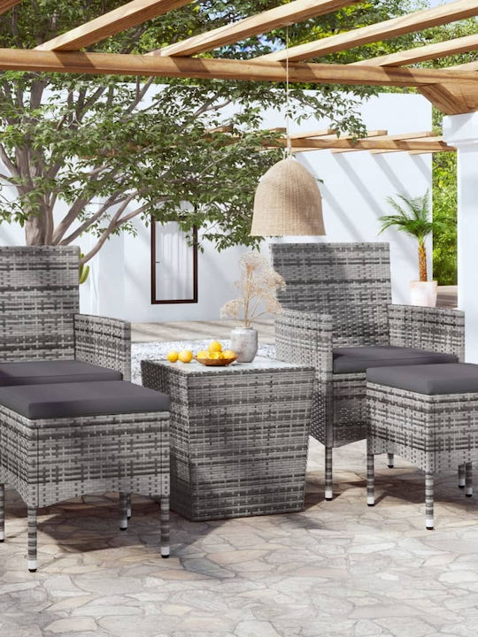 Set Outdoor Lounge Grey with Pillows 5pcs