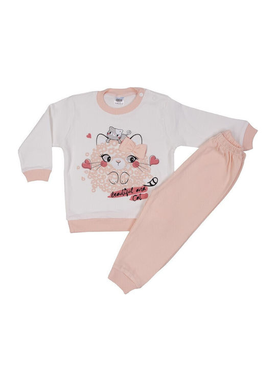 Papillon Kids Παιδική Πιτζάμα Χειμωνιάτικη Ροζ
