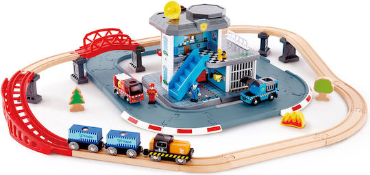 Hape Train and Emergency Services Сет с Влакче от Дърво за 3+ години+ Години