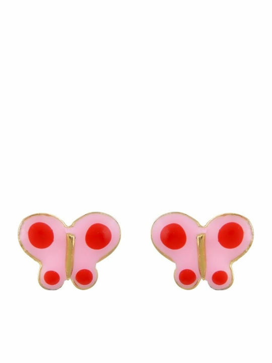 Gold 9K Butterfly Stud Earrings