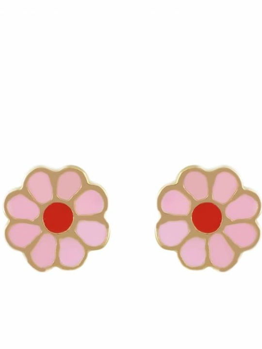 Stud Flower Earrings Made of 9K Gold