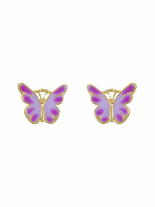 Kids Earrings Studs Butterflies made of Gold 9K