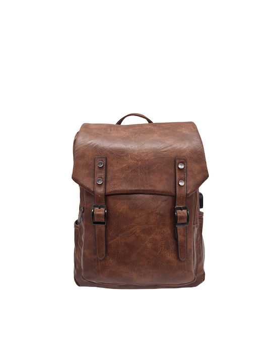 Borsa Nuova Men's Backpack with USB Port Tabac Brown