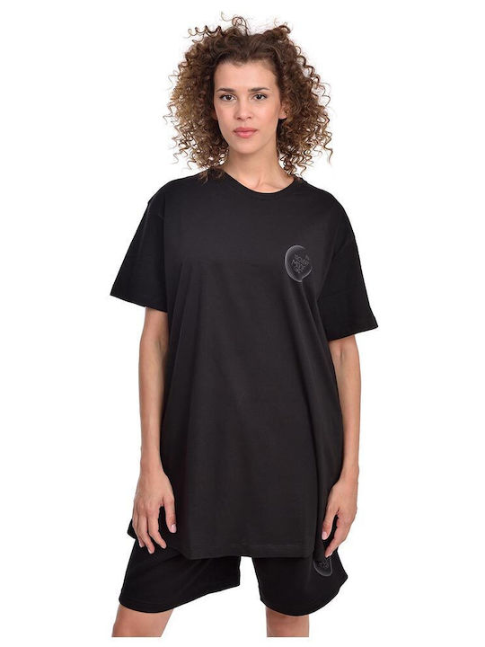 Target Γυναικείο Αθλητικό T-shirt Πουά Μαύρο