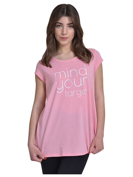 Target Γυναικείο Αθλητικό T-shirt Πουά Ροζ