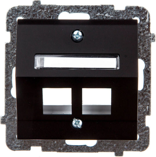 Ospel Διπλή Πρίζα Δικτύου RJ45 σε Μαύρο Χρώμα GPK-2RS/P/33