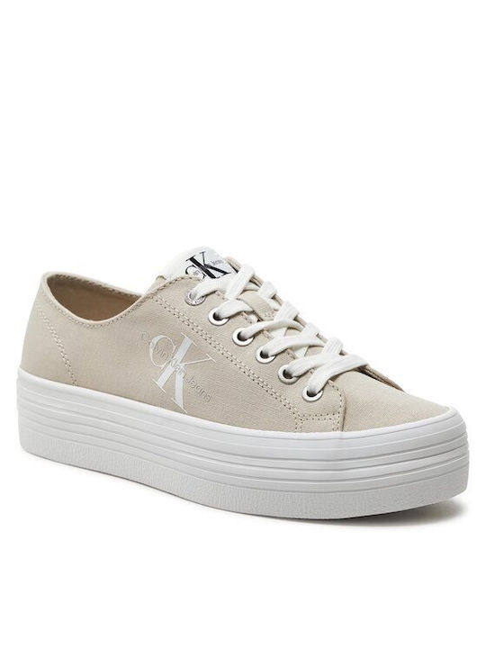 Calvin Klein Damen Flatforms Sneakers Eggshell / Bright White