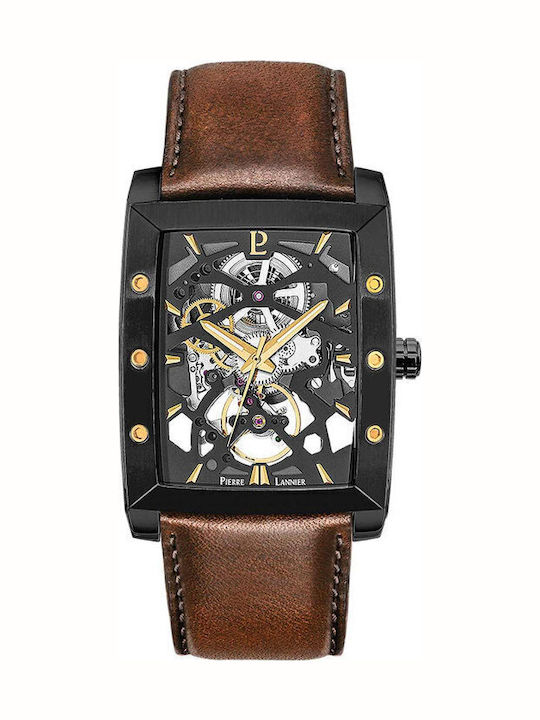 Pierre Lannier Men's Watch Automatic with Brown Leather Strap
