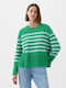 GAP Women's Long Sleeve Sweater Cotton Striped Green