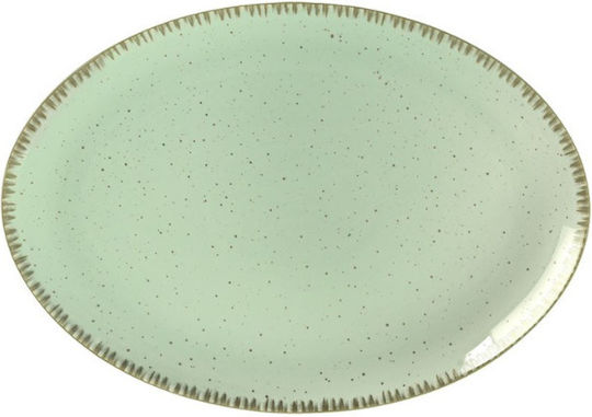 Dot Teller Untiefe Oval aus Porzellan Grün 26x26cm