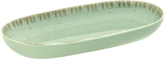 Dot Plate Shallow Oval made of Porcelain Green 19x19cm