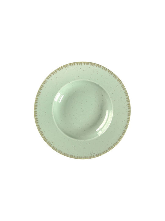 Dot Plate Pasta made of Porcelain Green with Diameter 27cm