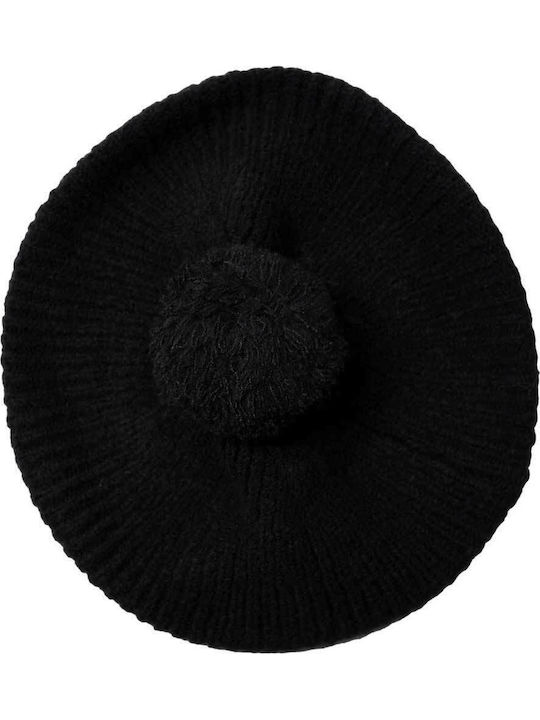 Pom Pom Beanie Γυναικείος Σκούφος Πλεκτός σε Μαύρο χρώμα
