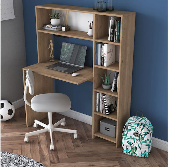 Schreibtisch Rani mit Bücherregal 113.2x40x141.8cm Coffee Schreibtisch Rani mit Bücherregal 113.2x40x141.8cm Coffee