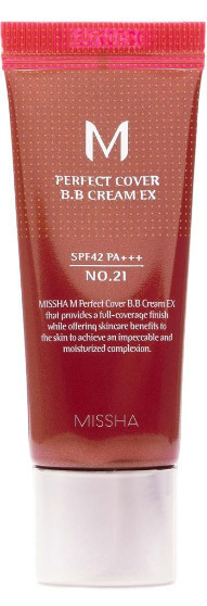 Missha Perfect Cover BB PA+++ No.21 Light Beige Κρέμα Προσώπου Ημέρας με SPF42 για Ενυδάτωση, Ατέλειες & Λάμψη με Υαλουρονικό Οξύ & Κολλαγόνο 20ml