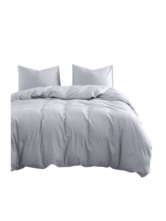 MayHome Sheet Sets King Size with Elastic 180x200+30cm. Light Gray 4pcs