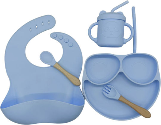 Go Clever Set Essgeschirr aus Silikon mit rutschfester Basis Blau 5Stück
