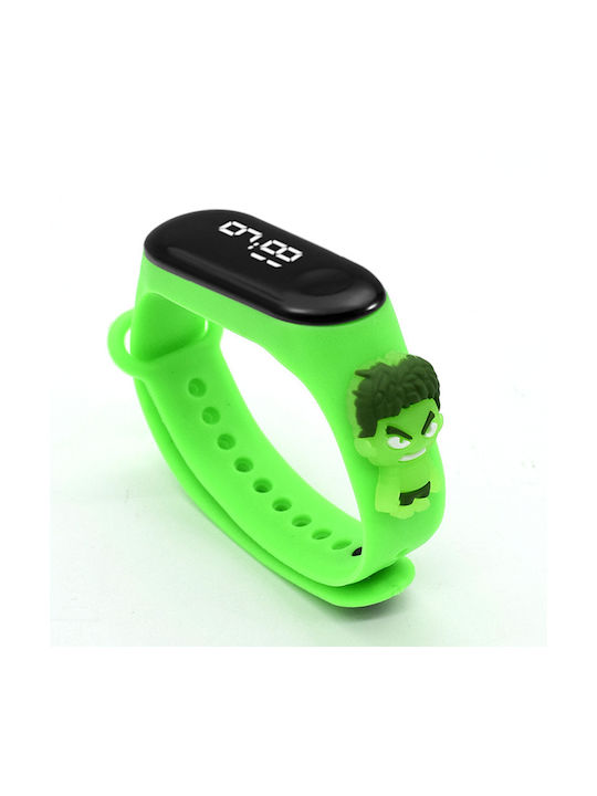 Ceas Digital pentru Copii cu Brățară de Cauciuc/Plastic Verde