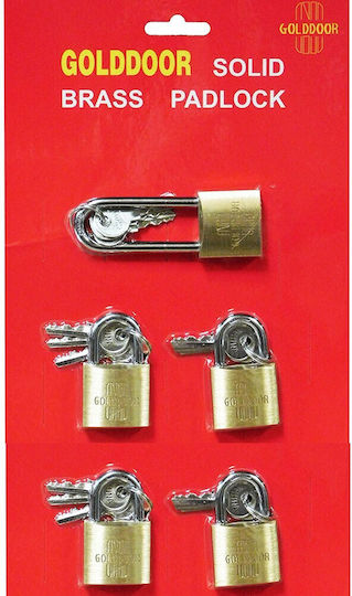 Golddoor Λουκέτο Μακρύλαιμο με Κλειδί 30mm 5τμχ
