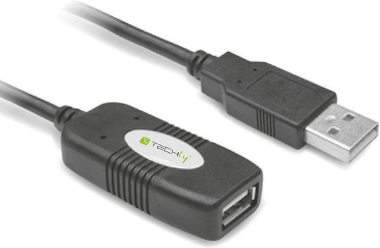 Techly USB 2.0 Кабел USB-A мъжки - USB-A женски Черен 10м 023646