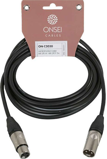 Onsei Kabel XLR-Stecker - XLR-Buchse Schwarz 3m ON-C3030