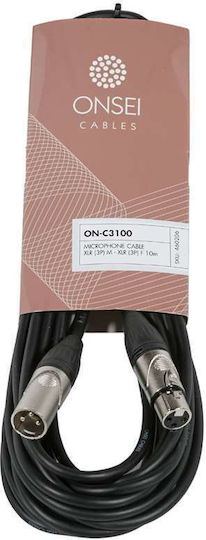 Onsei Cable XLR male - XLR female Μαύρο 10m (ON-C3100)
