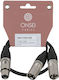 Onsei Cable 2 x XLR male - XLR female Μαύρο 0.5m ON-Y323105