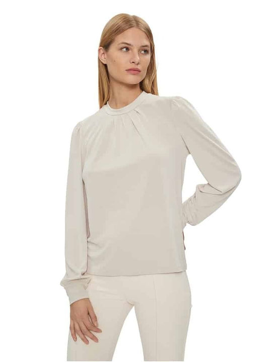 Only Damen Bluse Langärmelig Beige