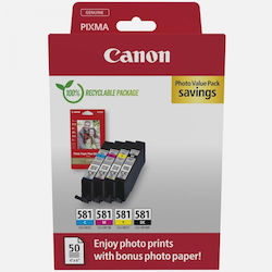 Canon CLI-581 2106C006 Оригинално Мастило InkJet Пакет За Стойност На Снимката Цвят Cyan Магента Жълт Черен