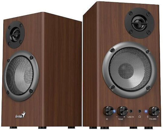 Genius Sp-hf 500b 31730047400 Двойка Hi-Fi Говорители Bookself 16W 2 Брой шофьори Кафяв