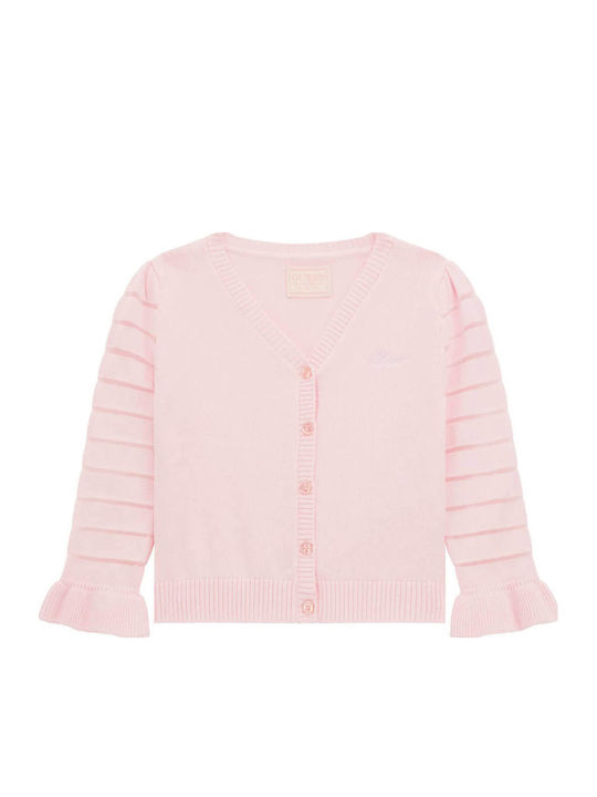 Guess Παιδική Ζακέτα Πλεκτή Ροζ Cardigan