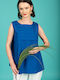 Women's Blouse Cotton Sleeveless Royal Blue