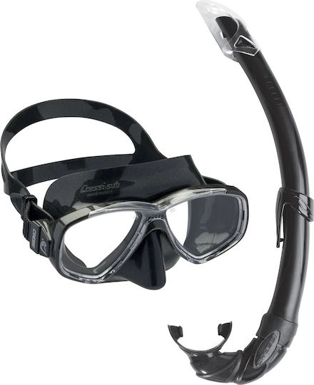 CressiSub Perla + Mexico Combo Silicone Diving Mask with Snorkel Black
