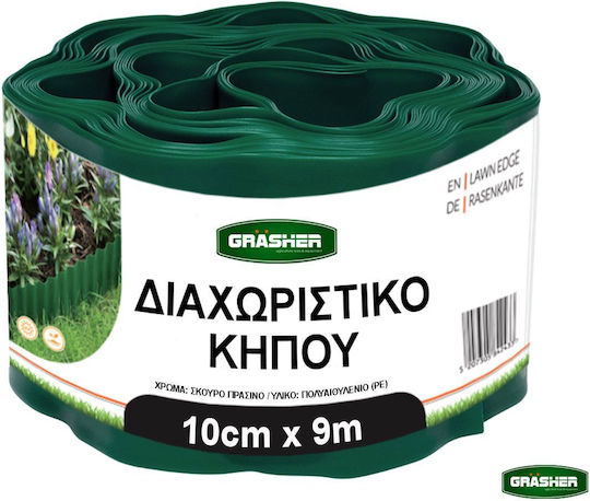 Grasher Plastic Garden Border in Green Color 10cm x 9.0m
