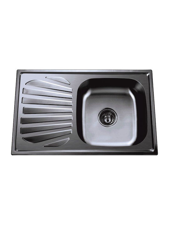 Inter Ceramic Alpaca Ένθετος Νεροχύτης Inox Μ80xΠ50cm Ασημί
