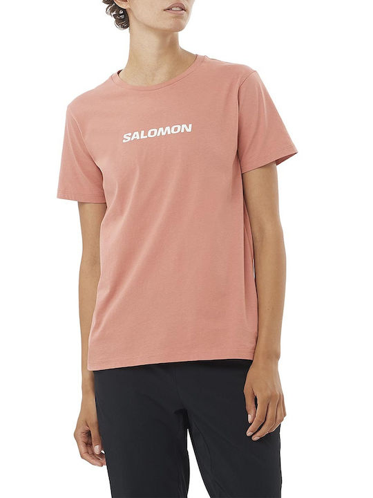 Salomon Women's Athletic Polo Blouse Fast Drying Short Sleeve Pink