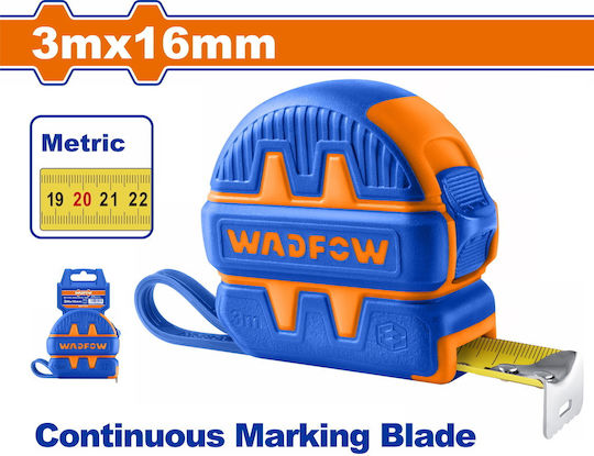 Wadfow Μετροταινία με Αυτόματη Επαναφορά 16mm x 3m