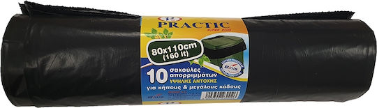 Practic Σακούλες Απορριμάτων 80x110cm 10τμχ Μαύρες