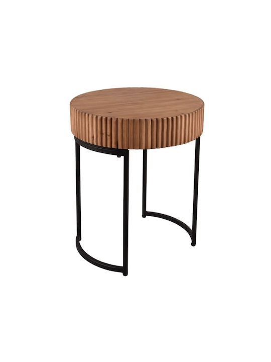 Round Side Table Daria Natural-black 40- L40xW40xH45cm