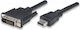 Techly Cable DVI-D male - HDMI male 3m Μαύρο (ICOC-HDMI-D-030)