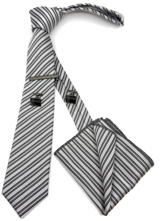 Legend Accessories Set de Cravată pentru Bărbați Tipărit în Culorea Argintiu