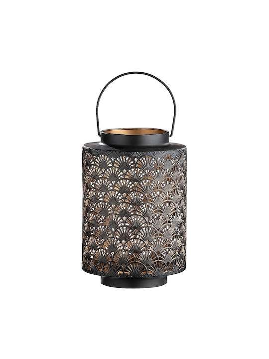 ArteLibre Tabletop Wicker Lantern Black 34cm