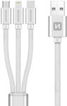 Swissten USB to Lightning / Type-C / micro USB Cable Ασημί 1.2m (72501102)